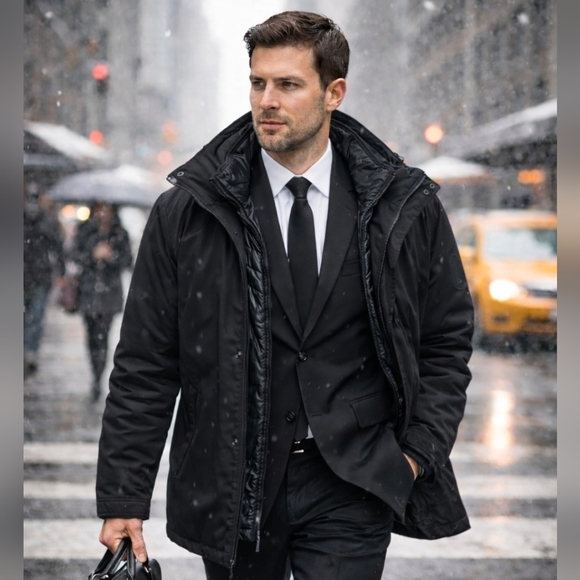 TUMI T-Tech TU1026 Black 3-in-1 Travel Jacket Removable Liner Men's XL